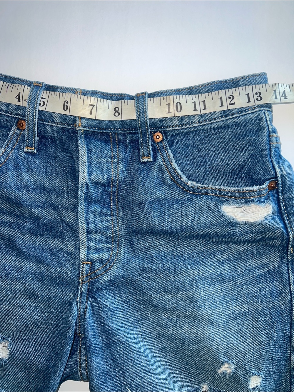Levis 501 Button Fly Shorts High Rise Mid-Thigh Jean Shorts SZ 25 - Picture 11 of 16